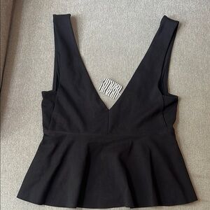 Silence + Noise Black Asymmetrical Peplum Tank Top